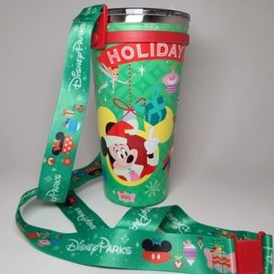 Disney classics christmas holiday cheer tumbler with lanyard.